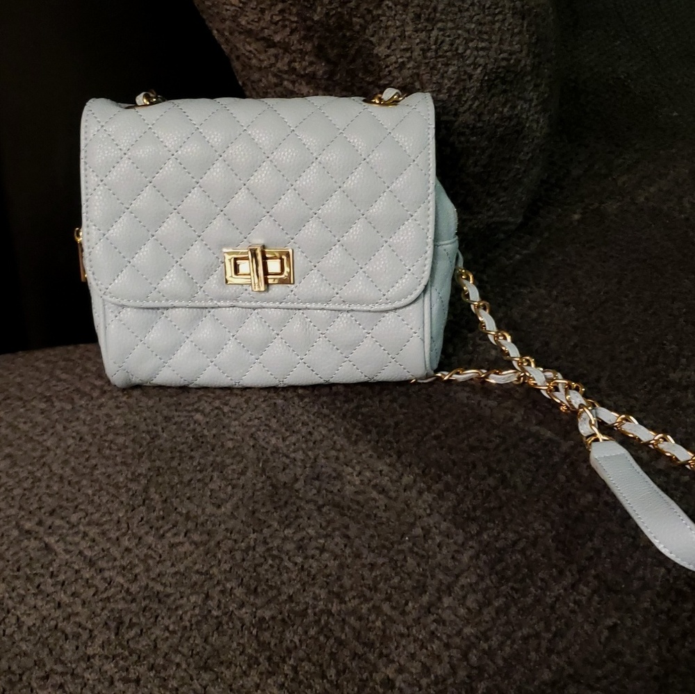 Blue quilted crossbody